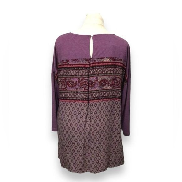 Weekend Suzanne Betro Women’s 3/4 Sleeve Floral Tunic, Purple, size XL - Picture 2 of 6